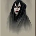 Alluring portrait of a beautiful gothic black haired caped vampire in the style of Stefan Kostic, 8k,High Definition,Highly Detailed,Intricate,Half Body,Realistic,Sharp Focus,Fantasy,Elegant