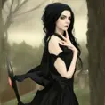 Alluring portrait of a beautiful gothic black haired caped mage in the style of Stefan Kostic, 8k,High Definition,Highly Detailed,Intricate,Half Body,Realistic,Sharp Focus,Fantasy,Elegant