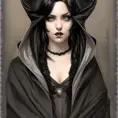 Alluring portrait of a beautiful gothic black haired caped mage in the style of Stefan Kostic, 8k,High Definition,Highly Detailed,Intricate,Half Body,Realistic,Sharp Focus,Fantasy,Elegant