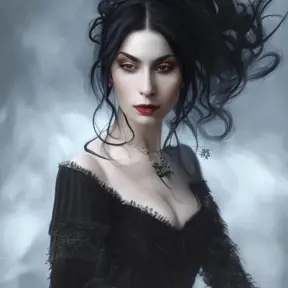 Alluring portrait of a beautiful gothic black haired sorceress in the style of Stefan Kostic, 8k,High Definition,Highly Detailed,Intricate,Half Body,Realistic,Sharp Focus,Fantasy,Elegant