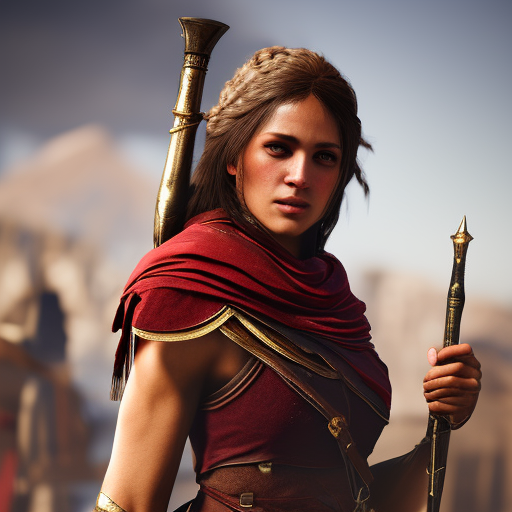 Female rouge assassin in Assassin's Creed Odyssey Style, 4k,Highly Detailed,Beautiful,Cinematic Lighting,Sharp Focus,Volumetric Lighting,Closeup Portrait,Concept Art