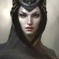 Matte portrait of an Elden Ring black caped female wraith inside an epic cave background in the style of Stefan Kostic, 8k,Highly Detailed,Intricate,Artstation,Illustration,Sharp Focus,Smooth,Unreal Engine,Volumetric Lighting,Concept Art, by Stanley Artgerm Lau,by Alphonse Mucha,by Greg Rutkowski