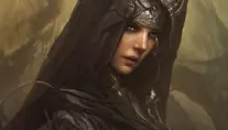 Closeup matte portrait of an Elden Ring black caped female wraith inside an epic cave, 8k,Highly Detailed,Intricate,Artstation,Illustration,Sharp Focus,Smooth,Unreal Engine,Volumetric Lighting,Concept Art, by Stanley Artgerm Lau,by Alphonse Mucha,by Greg Rutkowski