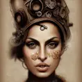 Steampunk portrait of Eva Mendes, Highly Detailed,Intricate,Artstation,Beautiful,Digital Painting,Sharp Focus,Concept Art,Elegant