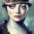 Steampunk portrait of Emma Stone, Highly Detailed,Intricate,Artstation,Beautiful,Digital Painting,Sharp Focus,Concept Art,Elegant