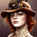 Steampunk portrait of Emma Stone, Highly Detailed,Intricate,Artstation,Beautiful,Digital Painting,Sharp Focus,Concept Art,Elegant