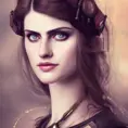Steampunk portrait of Alexandra Daddario, Highly Detailed,Intricate,Artstation,Beautiful,Digital Painting,Sharp Focus,Concept Art,Elegant