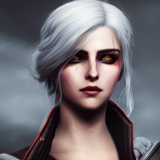 Alluring Ciri as a rouge assassin in The Witcher 3 Style, 4k,Highly Detailed,Beautiful,Cinematic Lighting,Sharp Focus,Volumetric Lighting,Closeup Portrait,Concept Art