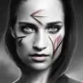 Grayscale matte portrait of Alicia Vikander with colored tattoos, 4k, Highly Detailed, Hyper Detailed, Powerful, Artstation, Vintage Illustration, Digital Painting, Sharp Focus, Smooth, Volumetric Lighting, Concept Art by Stanley Artgerm Lau