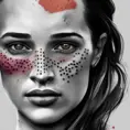Grayscale matte portrait of Alicia Vikander with colored tattoos, 4k, Highly Detailed, Hyper Detailed, Powerful, Artstation, Vintage Illustration, Digital Painting, Sharp Focus, Smooth, Volumetric Lighting, Concept Art