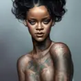 Matte portrait of Rihanna with tattoos, 8k, Highly Detailed, Powerful, Artstation, Digital Painting, Photo Realistic, Sharp Focus, Volumetric Lighting, Concept Art, Magical, Alluring by Stanley Artgerm Lau, Alphonse Mucha, Greg Rutkowski