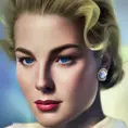 Matte portrait of Grace Kelly with colored tattoos, 4k, Highly Detailed, Powerful, Artstation, Digital Painting, Photo Realistic, Sharp Focus, Grayscale, Volumetric Lighting, Concept Art, Magical, Alluring by Stanley Artgerm Lau, Alphonse Mucha, Greg Rutkowski