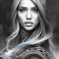 Jessica Alba, colorful painting on grey scale face, powerful, magic, thunders, dramatic lighting, intricate tattoos, wild, highly detailed, digital painting, artstation, concept art, smooth, sharp focus, illustration, art by artgerm and greg rutkowski and alphonse mucha, footage, 4k, Hyper Detailed