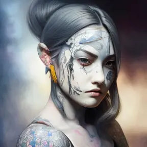 Aubrey Anderson-Emmons, colorful painting on grey scale face, powerful, magic, thunders, dramatic lighting, intricate tattoos, wild, highly detailed, digital painting, artstation, concept art, smooth, sharp focus, illustration, art by artgerm and greg rutkowski and alphonse mucha, footage, 4k, Hyper Detailed