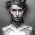 Ella Balinska, colorful painting on grey scale face, powerful, magic, thunders, dramatic lighting, intricate tattoos, wild, highly detailed, digital painting, artstation, concept art, smooth, sharp focus, illustration, art by artgerm and greg rutkowski and alphonse mucha, footage, 4k, Hyper Detailed
