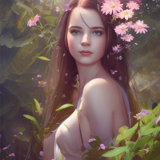 art of a medival girl, wearing tight simple medival clothes, holding a flower while sitting in a lush medow | | cute - fine - fine details, Trending on Artstation, Perfect Face, Soft Details, Symmetrical Face, Concept Art, Soft by Stanley Artgerm Lau, James Jean, Marc Simonetti, WLOP