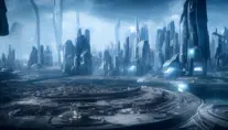 Realistic landscape of a futuristic city, 8k, Octane Render, Unreal Engine, Volumetric Lighting