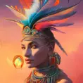 Visionary painting of a mystical tribal goddess surrounded by vibrant feathers, 8k, Highly Detailed, Intricate, Artstation, Matte Painting, Sharp Focus, Volumetric Lighting, Concept Art by Stanley Artgerm Lau, Greg Rutkowski