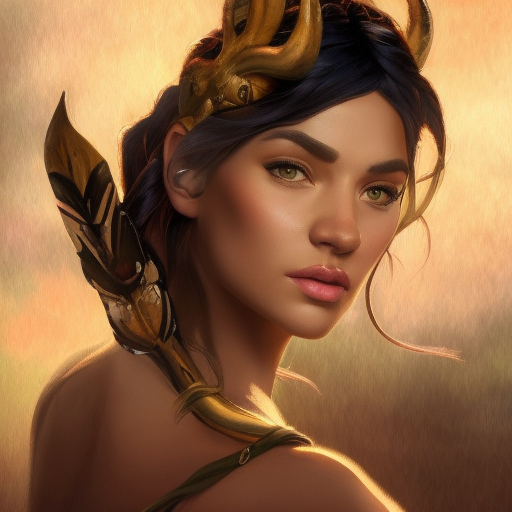 Alluring matte portrait of a beautiful Nidalee in the style of Stefan Kostic, 8k, Highly Detailed, Intricate, Half Body, Realistic, Sharp Focus, Volumetric Lighting, Fantasy, Elegant by Alphonse Mucha