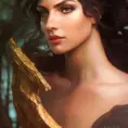 Alluring matte portrait of a beautiful Nidalee in the style of Stefan Kostic, 8k, Highly Detailed, Intricate, Half Body, Realistic, Sharp Focus, Volumetric Lighting, Fantasy, Elegant by Alphonse Mucha