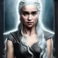 Alluring matte portrait of a beautiful Daenerys Targaryen, 8k, Highly Detailed, Intricate, Half Body, Realistic, Sharp Focus, Volumetric Lighting, Fantasy, Elegant by Alphonse Mucha