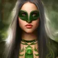 Alluring matte portrait of a beautiful Jade from Mortal Kombat, 8k, Highly Detailed, Intricate, Half Body, Realistic, Sharp Focus, Volumetric Lighting, Fantasy, Elegant by Alphonse Mucha