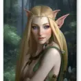 Alluring matte portrait of a beautiful female Elf, 8k, Highly Detailed, Intricate, Half Body, Realistic, Sharp Focus, Volumetric Lighting, Fantasy, Elegant by Alphonse Mucha