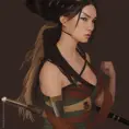 Alluring matte portrait of a beautiful female ninja assassin, 8k, Highly Detailed, Intricate, Half Body, Realistic, Sharp Focus, Volumetric Lighting, Fantasy, Elegant by Alphonse Mucha