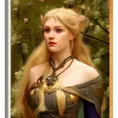 Alluring matte portrait of a beautiful female Norse goddess, 8k, Highly Detailed, Intricate, Half Body, Realistic, Sharp Focus, Volumetric Lighting, Fantasy, Elegant by Alphonse Mucha