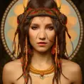 Alluring matte portrait of a beautiful female tribal goddess, 8k, Highly Detailed, Intricate, Half Body, Realistic, Sharp Focus, Volumetric Lighting, Fantasy, Elegant by Alphonse Mucha