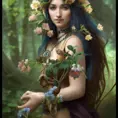 Alluring matte portrait of a beautiful female Druid, 8k, Highly Detailed, Intricate, Half Body, Realistic, Sharp Focus, Volumetric Lighting, Fantasy, Elegant by Alphonse Mucha