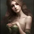 Alluring matte portrait of a beautiful female wraith, 8k, Highly Detailed, Intricate, Half Body, Realistic, Sharp Focus, Volumetric Lighting, Fantasy, Elegant by Alphonse Mucha