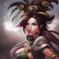 Steampunk portrait of Akali from League of Legends, Highly Detailed, Intricate, Artstation, Beautiful, Digital Painting, Sharp Focus, Concept Art, Elegant