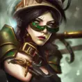 Steampunk portrait of Akali from League of Legends, Highly Detailed, Intricate, Artstation, Beautiful, Digital Painting, Sharp Focus, Concept Art, Elegant