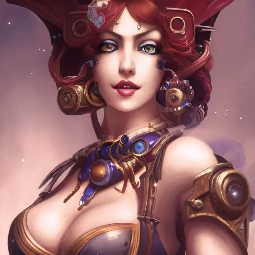 Steampunk portrait of Cassiopeia from League of Legends, Highly Detailed, Intricate, Artstation, Beautiful, Digital Painting, Sharp Focus, Concept Art, Elegant