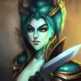 Matte portrait of Kalista from League of Legends in Elden Ring style, 8k, High Definition, Highly Detailed, Intricate, Half Body, Realistic, Sharp Focus, Fantasy, Elegant