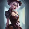 Steampunk portrait of Gwen from League of Legends, Highly Detailed, Intricate, Artstation, Beautiful, Digital Painting, Sharp Focus, Concept Art, Elegant