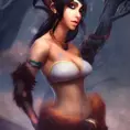 Matte portrait of Nidalee from League of Legends in Elden Ring style, 8k, High Definition, Highly Detailed, Intricate, Half Body, Realistic, Sharp Focus, Fantasy, Elegant
