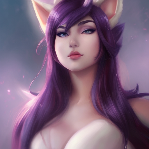Alluring matte portrait of a beautiful Ahri in the style of Stefan Kostic, 8k, High Definition, Highly Detailed, Intricate, Half Body, Realistic, Sharp Focus, Fantasy, Elegant