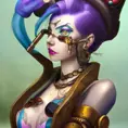 Steampunk portrait of Jinx from League of Legends, Highly Detailed, Intricate, Artstation, Beautiful, Digital Painting, Sharp Focus, Concept Art, Elegant