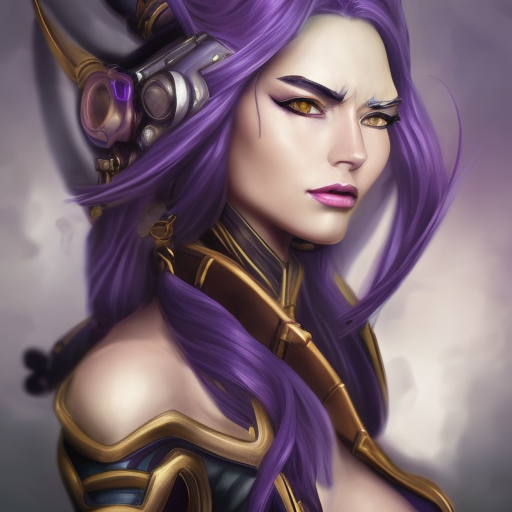 Steampunk portrait of Kai'sa from League of Legends, Highly Detailed, Intricate, Artstation, Beautiful, Digital Painting, Sharp Focus, Concept Art, Elegant