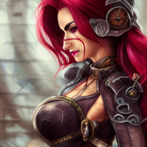 Steampunk portrait of Katarina from League of Legends, Highly Detailed, Intricate, Artstation, Beautiful, Digital Painting, Sharp Focus, Concept Art, Elegant