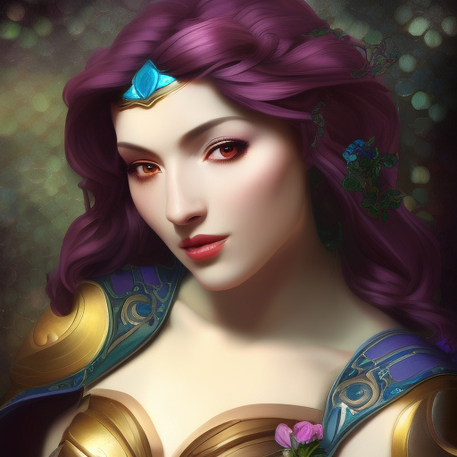 Alluring matte portrait of a beautiful Cassiopeia from League of Legends, 8k, Highly Detailed, Intricate, Half Body, Realistic, Sharp Focus, Volumetric Lighting, Fantasy, Elegant by Alphonse Mucha