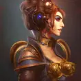 Steampunk portrait of Leona from League of Legends, Highly Detailed, Intricate, Artstation, Beautiful, Digital Painting, Sharp Focus, Concept Art, Elegant