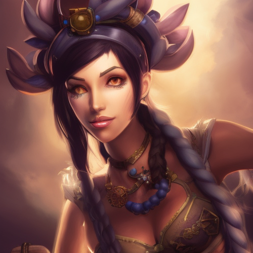 Steampunk portrait of Nidalee from League of Legends, Highly Detailed, Intricate, Artstation, Beautiful, Digital Painting, Sharp Focus, Concept Art, Elegant