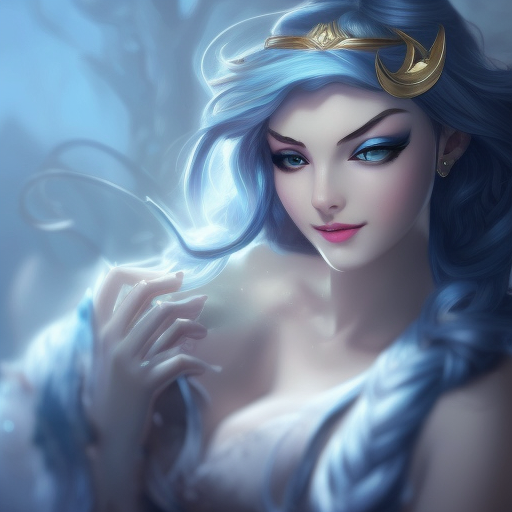 Alluring matte portrait of a beautiful Janna from League of Legends, 8k, Highly Detailed, Intricate, Half Body, Realistic, Sharp Focus, Volumetric Lighting, Fantasy, Elegant by Alphonse Mucha