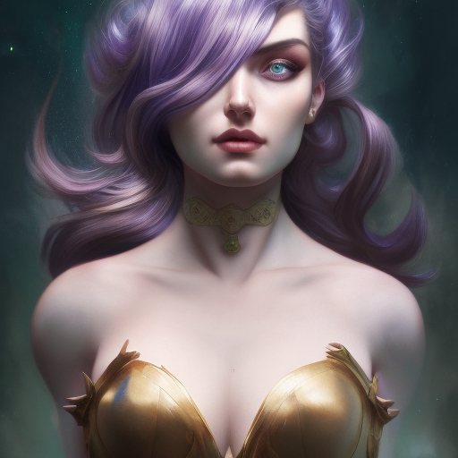 Matte portrait of Diana from League of Legends with tattoos, 8k, Highly Detailed, Powerful, Alluring, Artstation, Magical, Digital Painting, Photo Realistic, Sharp Focus, Volumetric Lighting, Concept Art by Stanley Artgerm Lau, Alphonse Mucha, Greg Rutkowski