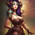 Steampunk portrait of Qiyana from League of Legends, Highly Detailed, Intricate, Artstation, Beautiful, Digital Painting, Sharp Focus, Concept Art, Elegant