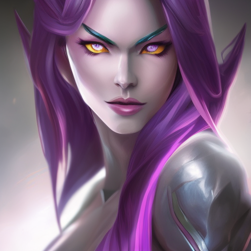Alluring matte portrait of a beautiful Kai'sa from League of Legends in the style of Stefan Kostic, 8k, High Definition, Highly Detailed, Intricate, Half Body, Realistic, Sharp Focus, Fantasy, Elegant