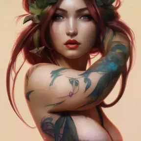 Matte portrait of Elise from League of Legends with tattoos, 8k, Highly Detailed, Powerful, Alluring, Artstation, Magical, Digital Painting, Photo Realistic, Sharp Focus, Volumetric Lighting, Concept Art by Stanley Artgerm Lau, Alphonse Mucha, Greg Rutkowski